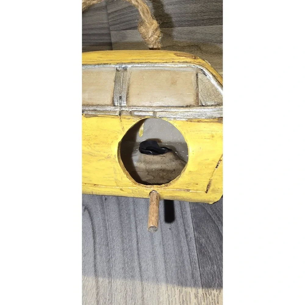 Urban Yellow Car Taxi Cab Polyresin Decorative Hanging Birdhouse Garden Decor